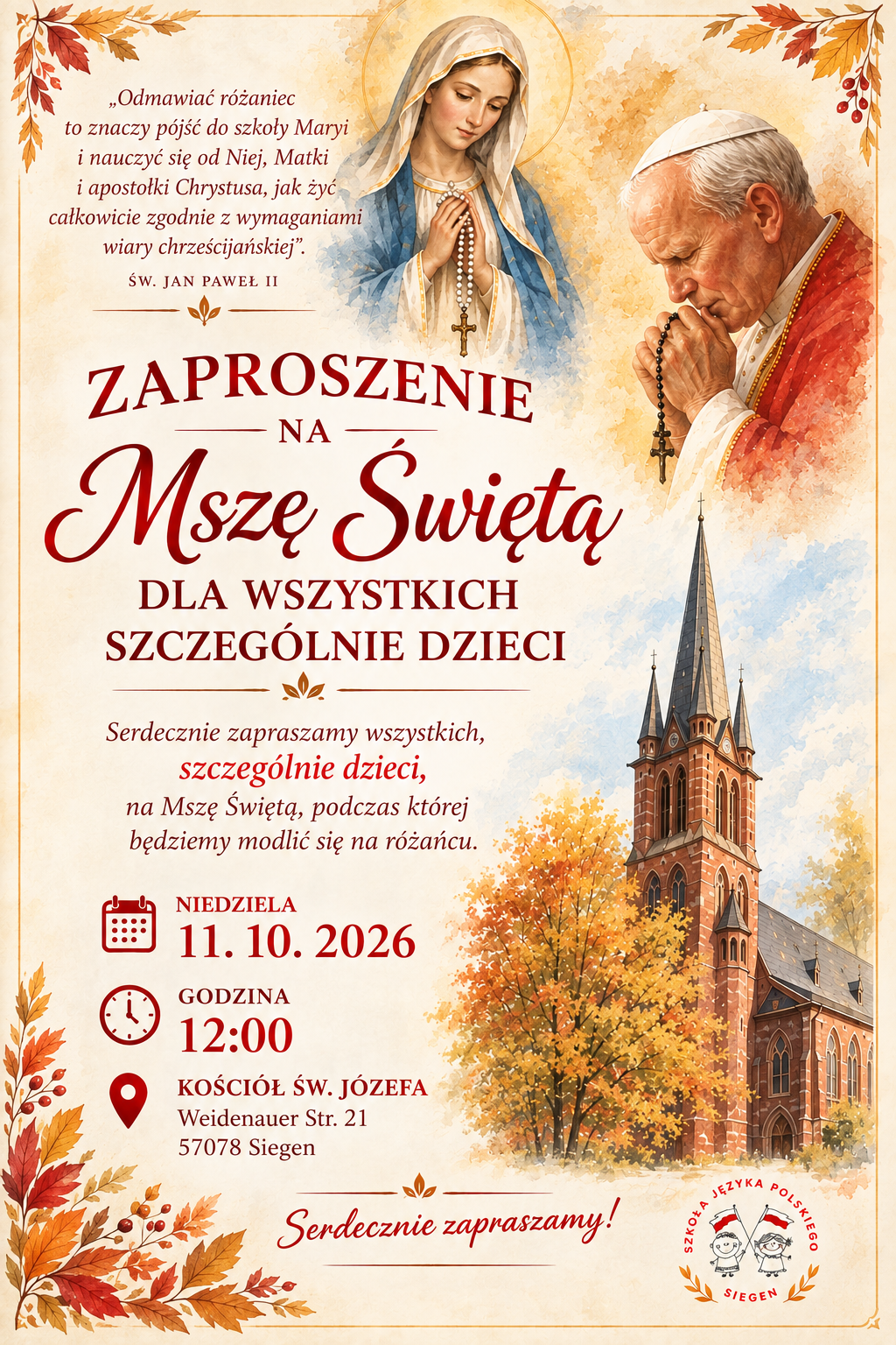 Read more about the article Msza Święta ze szczególnym udziałem dzieci